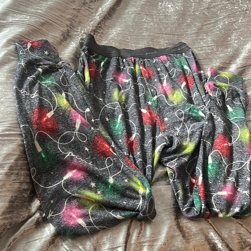 Victoria’s secret PINK Christmas lights pj bottoms / pants